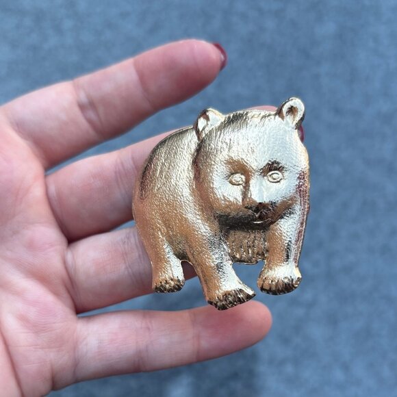 Vintage Shiny Gold-tone Bear Brooch - Picture 4 of 4
